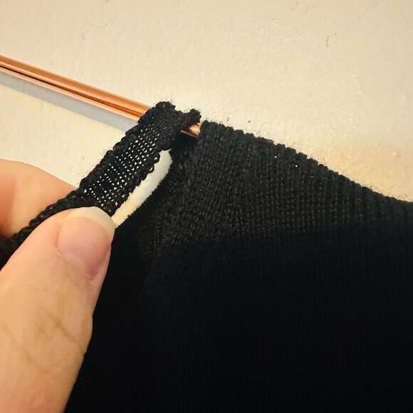 SEE BY CHLOÉ Black Wool Metallic Trim Half Sleeves Knit Midi Dress Size Large - Picture 12 of 15